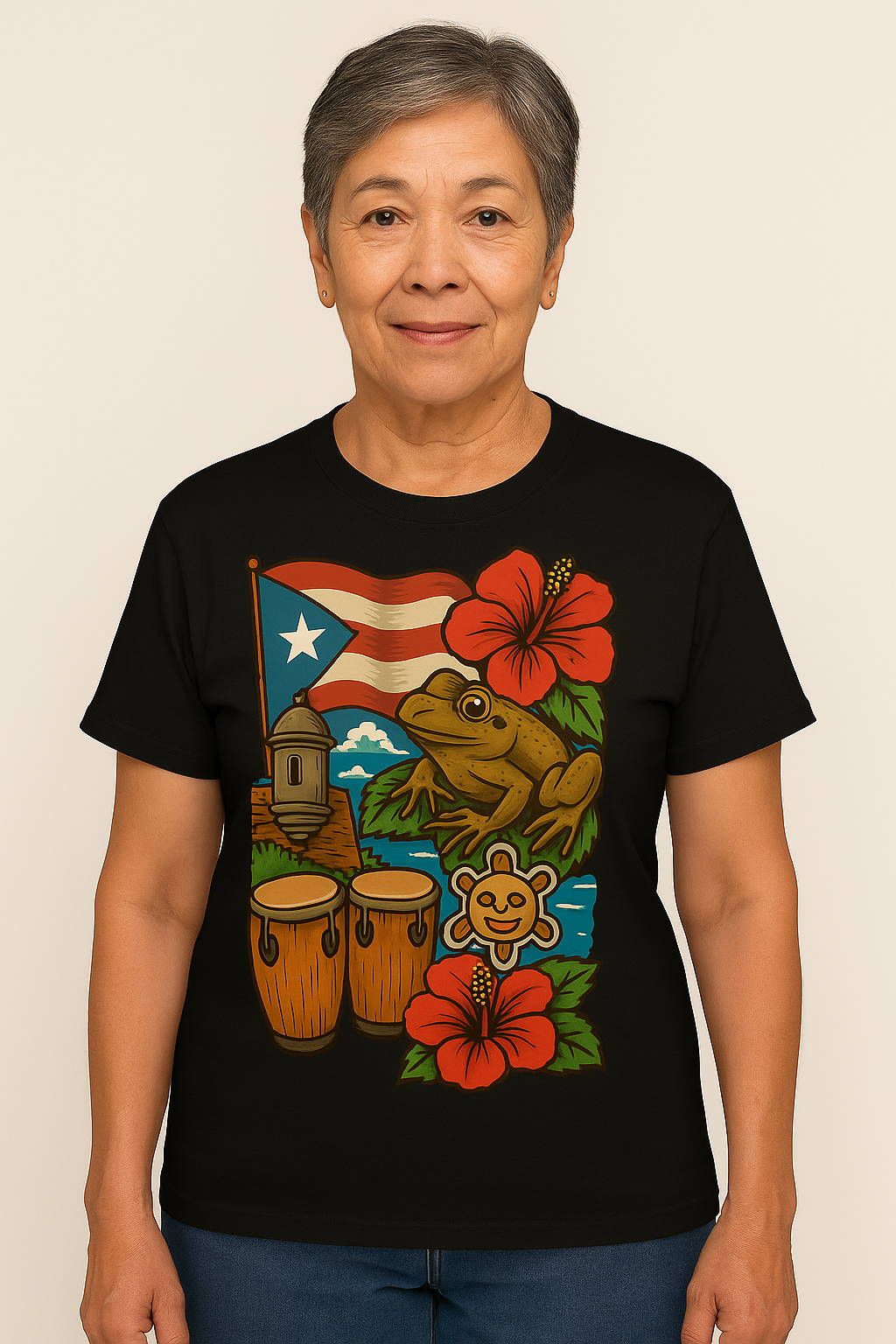 "Puerto Rico Heritage — El Morro, La Bandera, Flor de Maga, El Coquí, El Taino Sun"