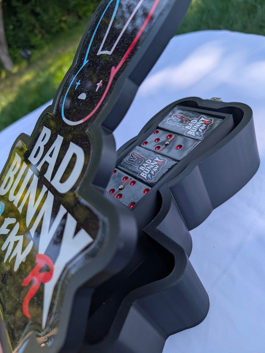 Bad Bunny Domino Box Set (Black/Red) with Matching Dominos