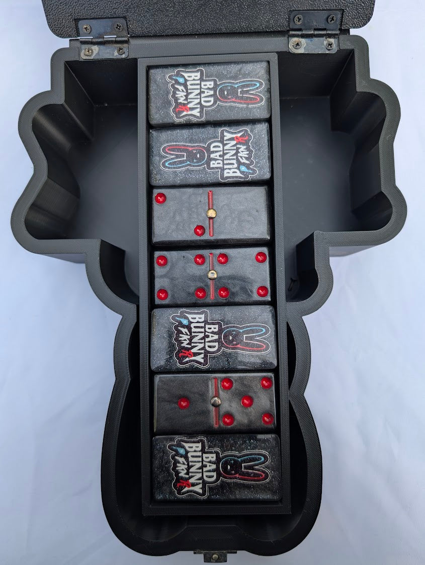 Bad Bunny Domino Box Set (Black/Red) with Matching Dominos