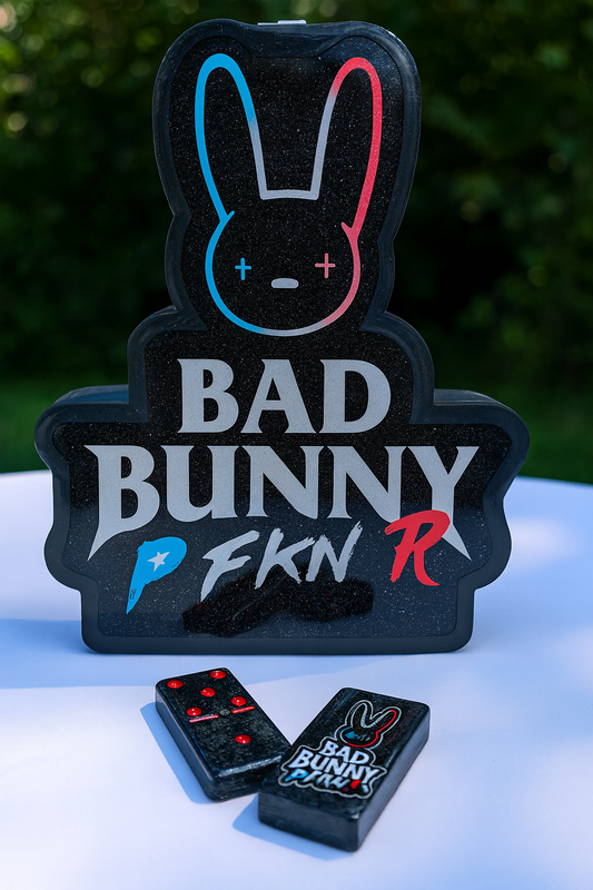 Bad Bunny Domino Box Set (Black/Red) with Matching Dominos