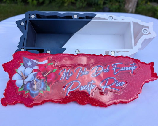 Puerto Rico Island Domino Box Set (Red/White/Blue) with Matching Dominos