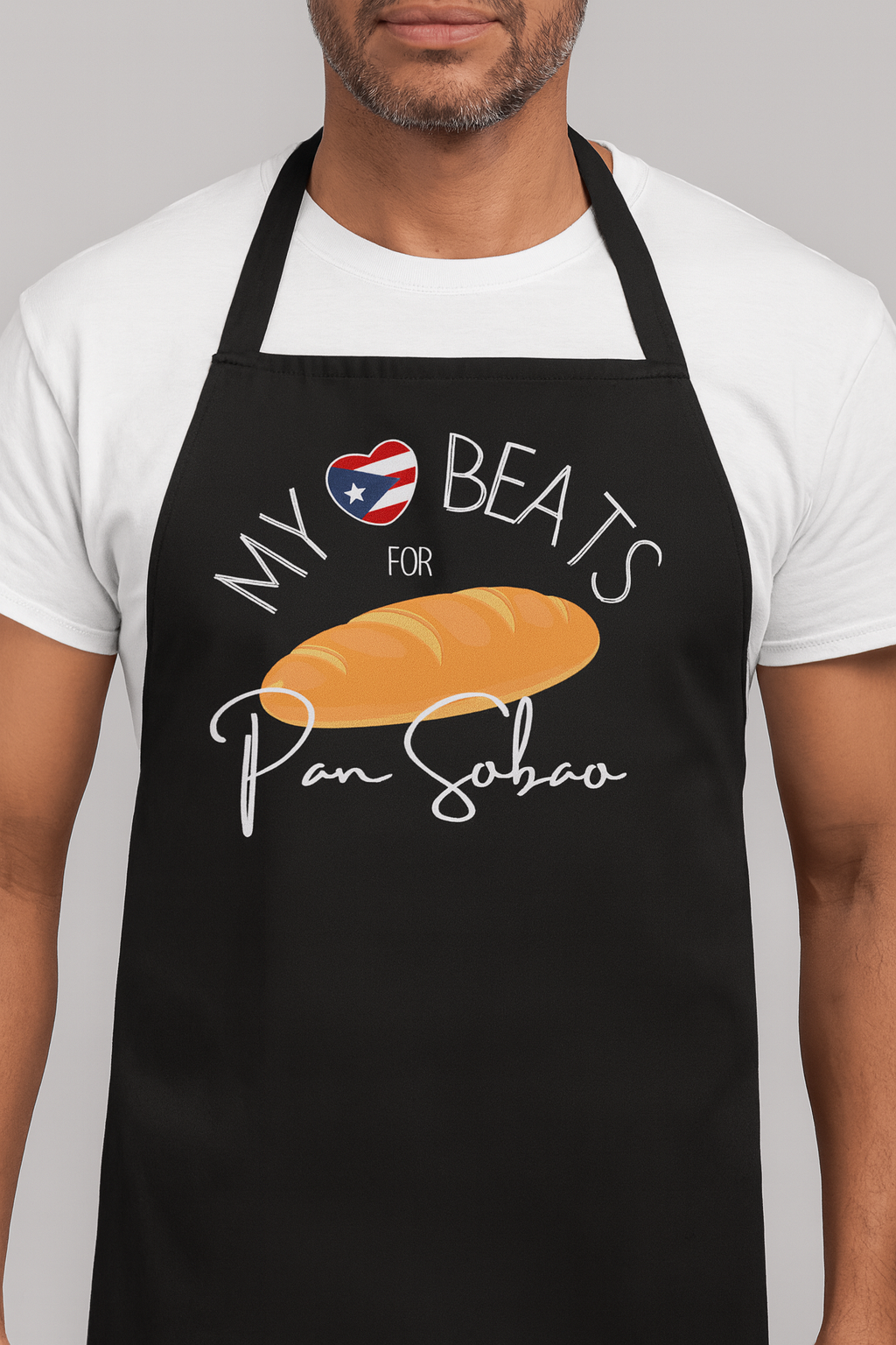 "My PR Heart Beats for Pan Sobao" Apron (Black)